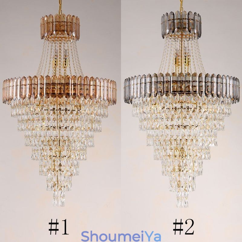 円錐形のクリスタルペンダントライト エレガントな吊り下げライト