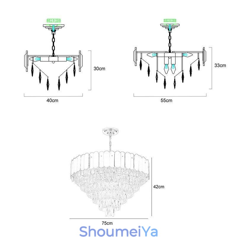 モダンでエレガントなクリスタルペンダントライト円錐形天井ランプ