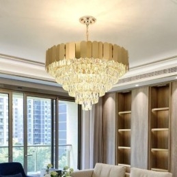 モダンでエレガントなクリスタルペンダントライト円錐形天井ランプ