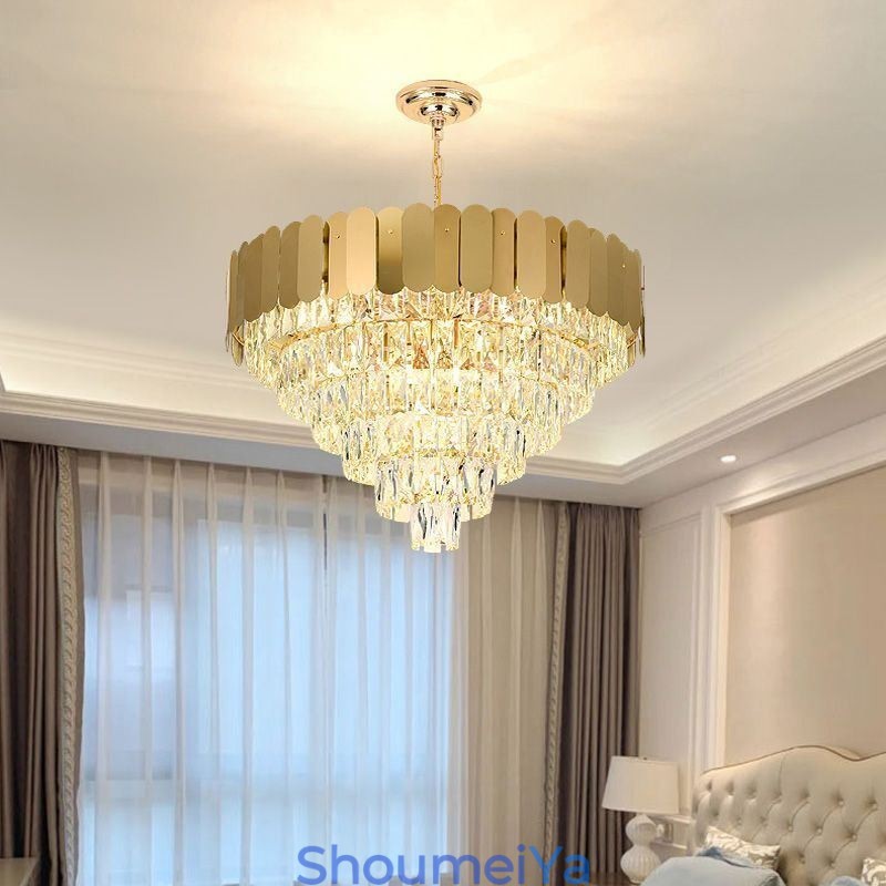 モダンでエレガントなクリスタルペンダントライト円錐形天井ランプ