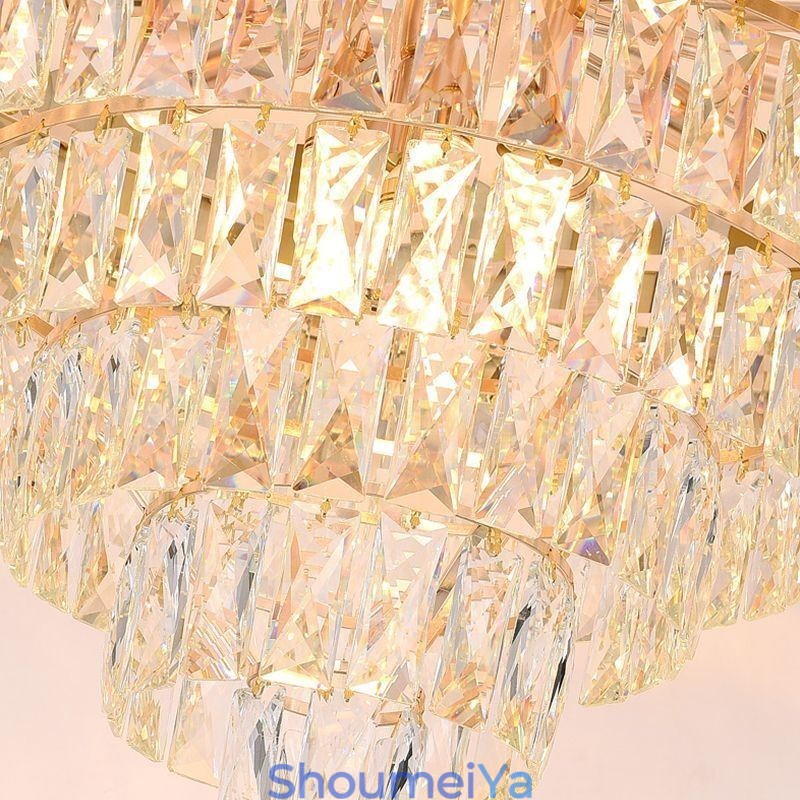 モダンでエレガントなクリスタルペンダントライト円錐形天井ランプ