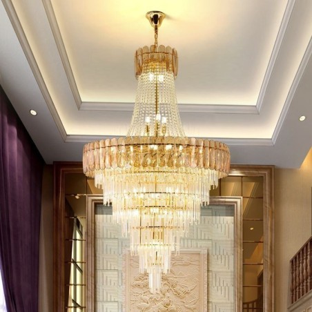 ヨーロッパのエレガントなクリスタルペンダントライト円錐形の天井ライト