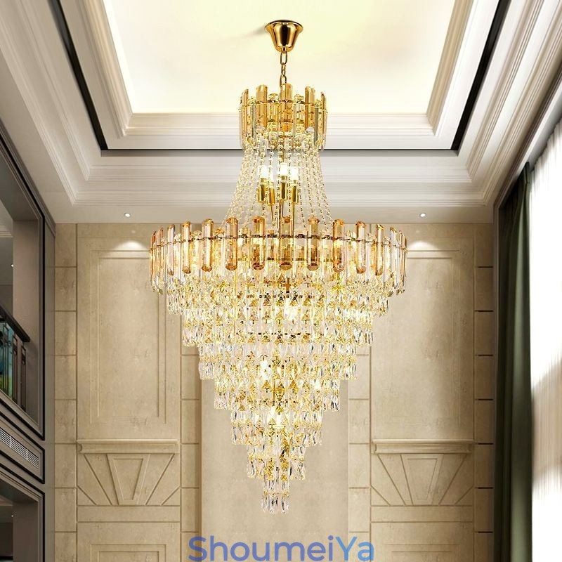 モダンでエレガントなクリスタルペンダントライト円錐形の吊り下げライト