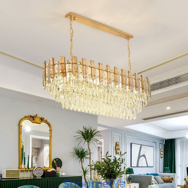 モダンなクリスタルペンダントライト 楕円形天井照明器具