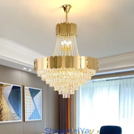 モダン クリスタル ゴールド K9 吊り下げペンダント シーリング ライト