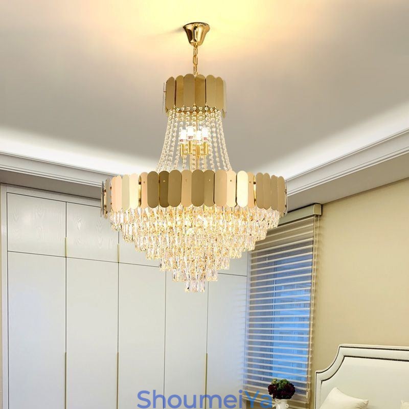 モダン クリスタル ゴールド K9 吊り下げペンダント シーリング ライト