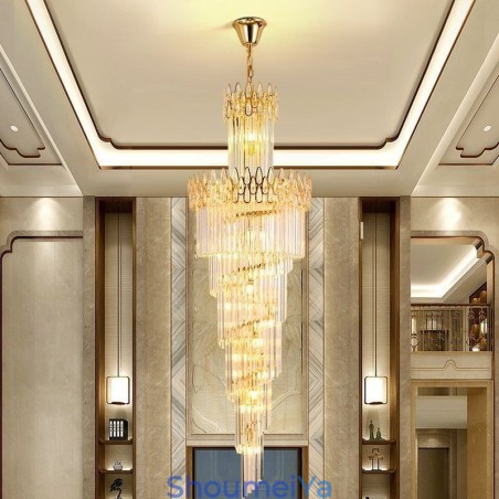 ヨーロッパのクリスタル高天井ペンダントライト階段