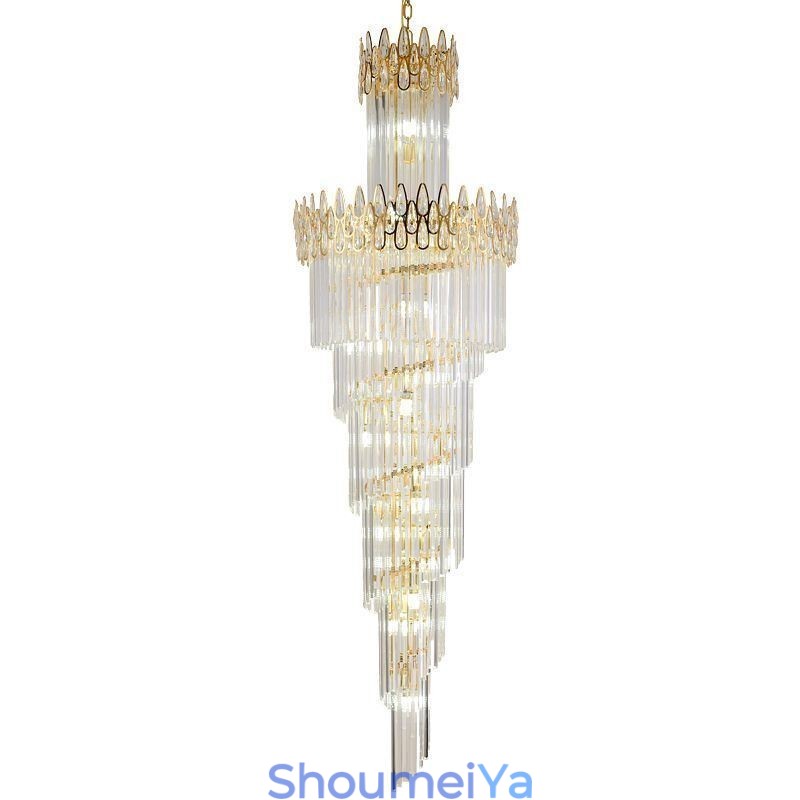 ヨーロッパのクリスタル高天井ペンダントライト階段