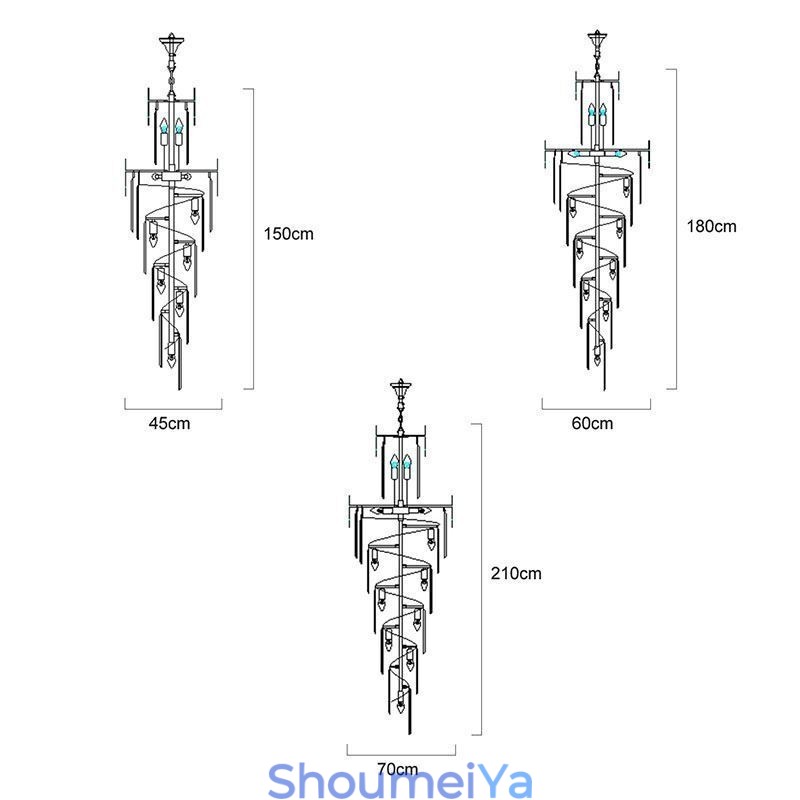 ヨーロッパのクリスタル高天井ペンダントライト階段