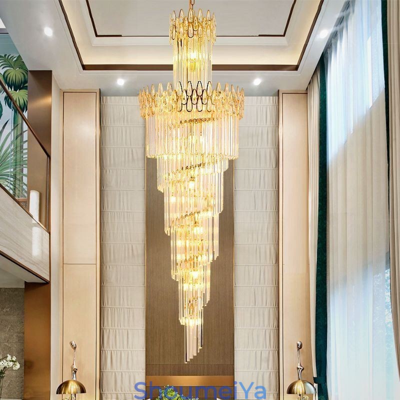 ヨーロッパのクリスタル高天井ペンダントライト階段