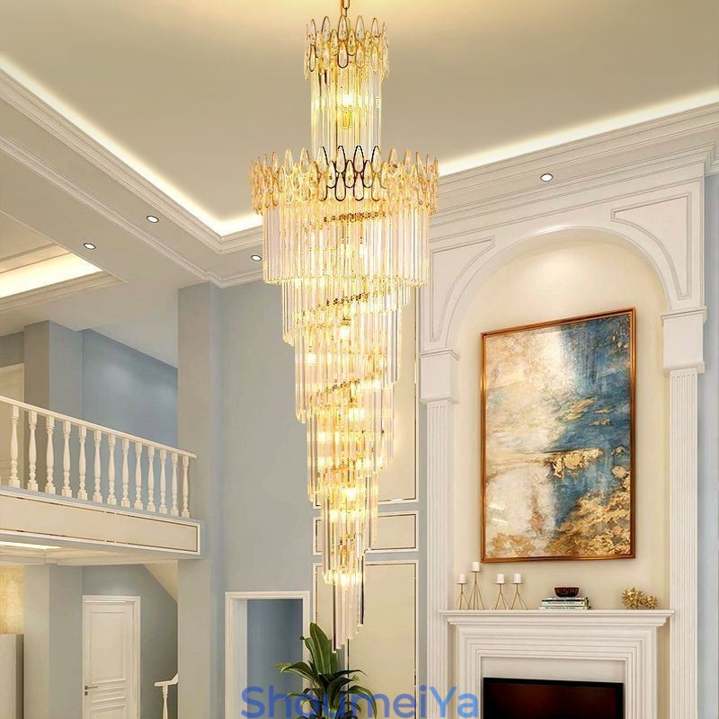 ヨーロッパのクリスタル高天井ペンダントライト階段