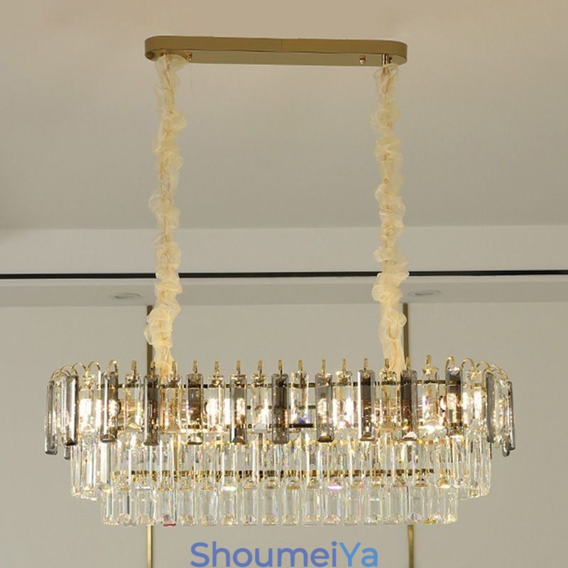 長方形ペンダントライト クリスタル天井照明器具