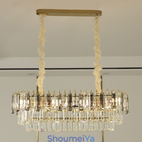 長方形ペンダントライト クリスタル天井照明器具