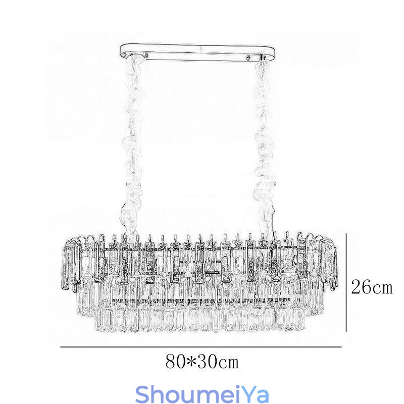 長方形ペンダントライト クリスタル天井照明器具
