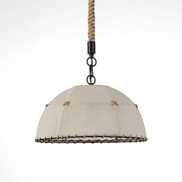 半円形 1 灯ペンダントランプ ヴィンテージスタイル インダストリースタイル イエロー 布 & 金属 ドロップライト