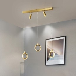 ペンダントライト スポットライト付きアクリルリング照明器具