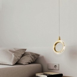 ペンダントライト スポットライト付きアクリルリング照明器具