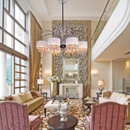 モダンコンテンポラリークリスタルクロームメタルシャンデリア