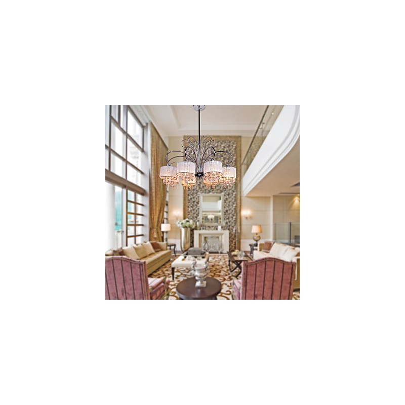 モダンコンテンポラリークリスタルクロームメタルシャンデリア