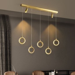 ペンダントライト スポットライト付きアクリルリング照明器具