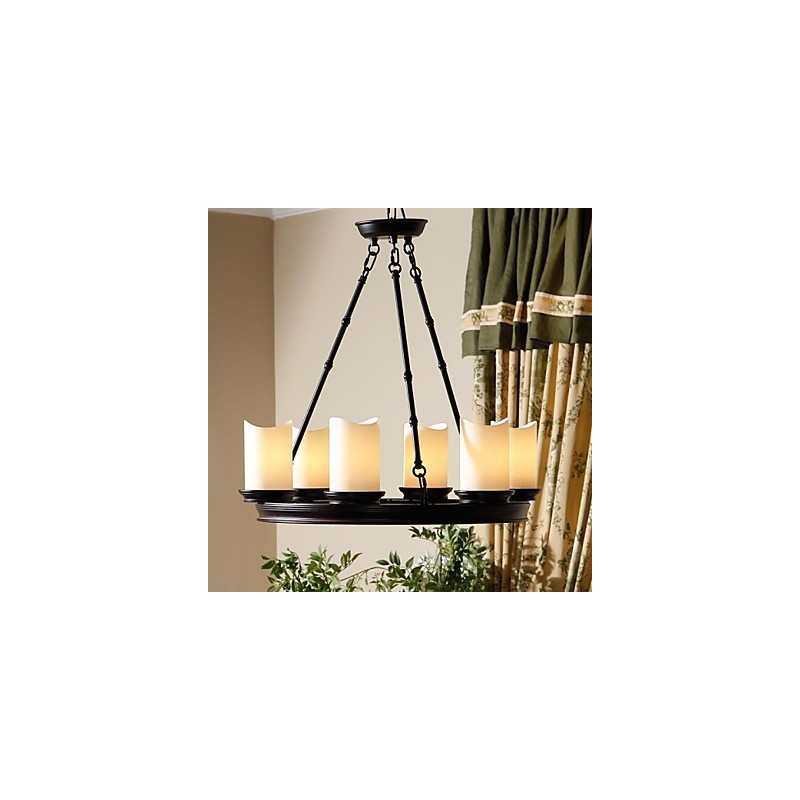 ヴィンテージ シャンデリア 6 ライト スチールとガラス