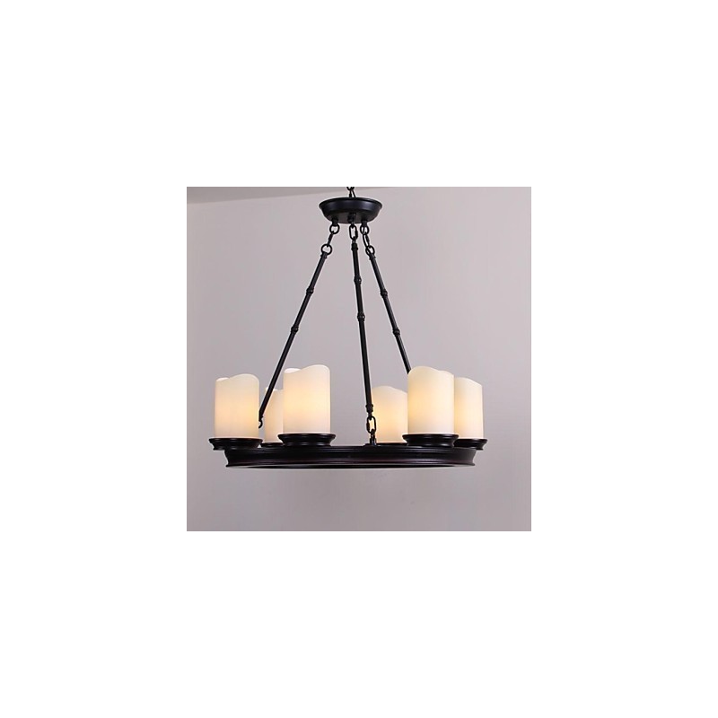 ヴィンテージ シャンデリア 6 ライト スチールとガラス