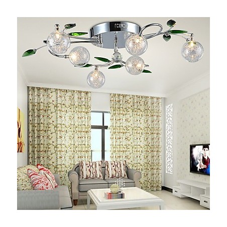 シャンデリア 6 ライト カントリー アルミニウム ガラス クローム