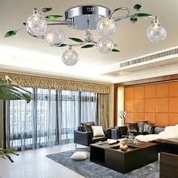 シャンデリア 6 ライト カントリー アルミニウム ガラス クローム