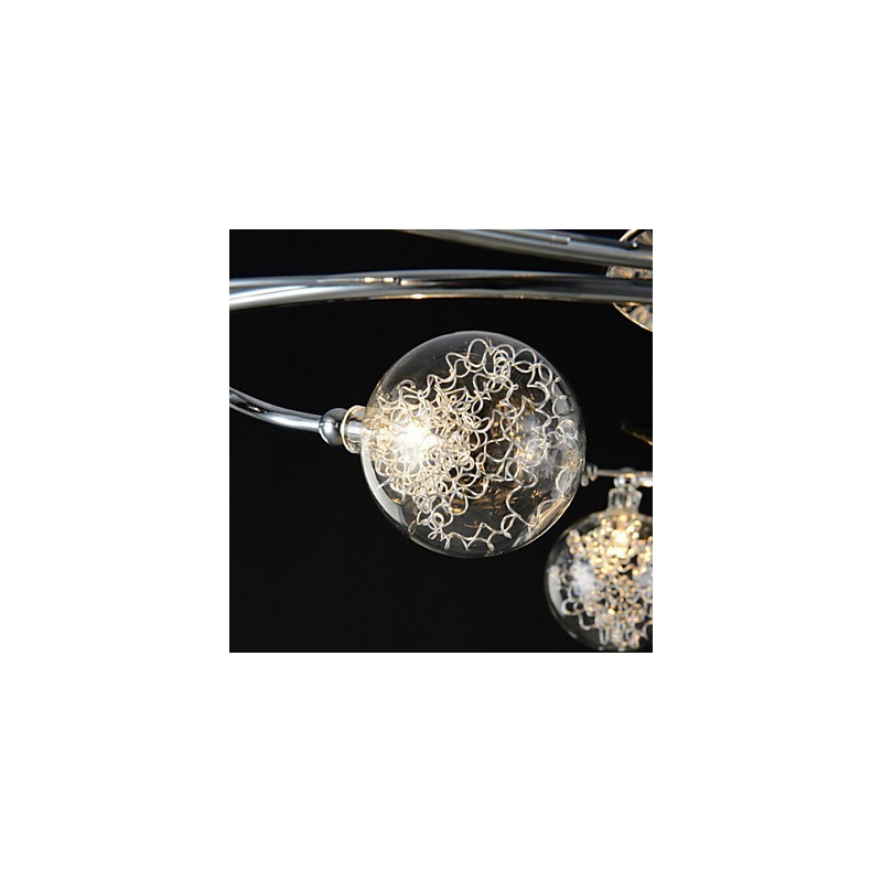 シャンデリア 6 ライト カントリー アルミニウム ガラス クローム