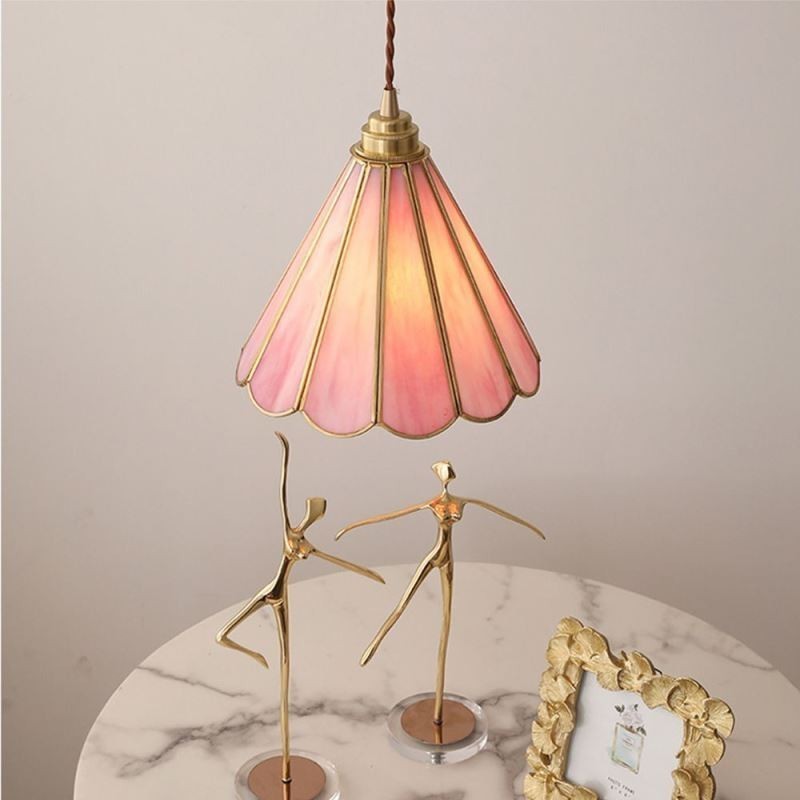 和風ガラスペンダントライト レトロな花びらの照明器具