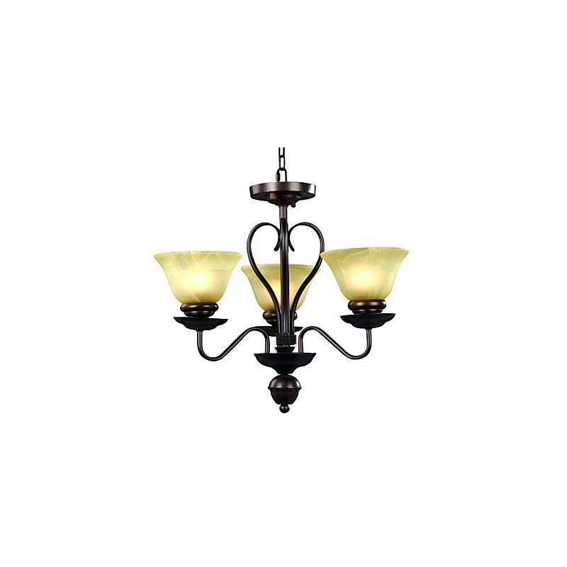 3灯ガラスシャンデリア