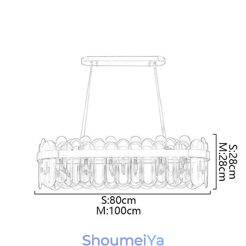 ミニマリストガラスペンダントライトユニークな色の長方形の天井ライトアイランド