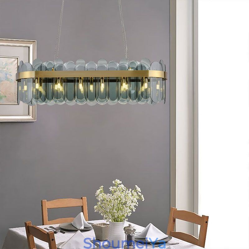 ミニマリストガラスペンダントライトユニークな色の長方形の天井ライトアイランド