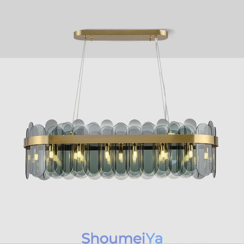 ミニマリストガラスペンダントライトユニークな色の長方形の天井ライトアイランド