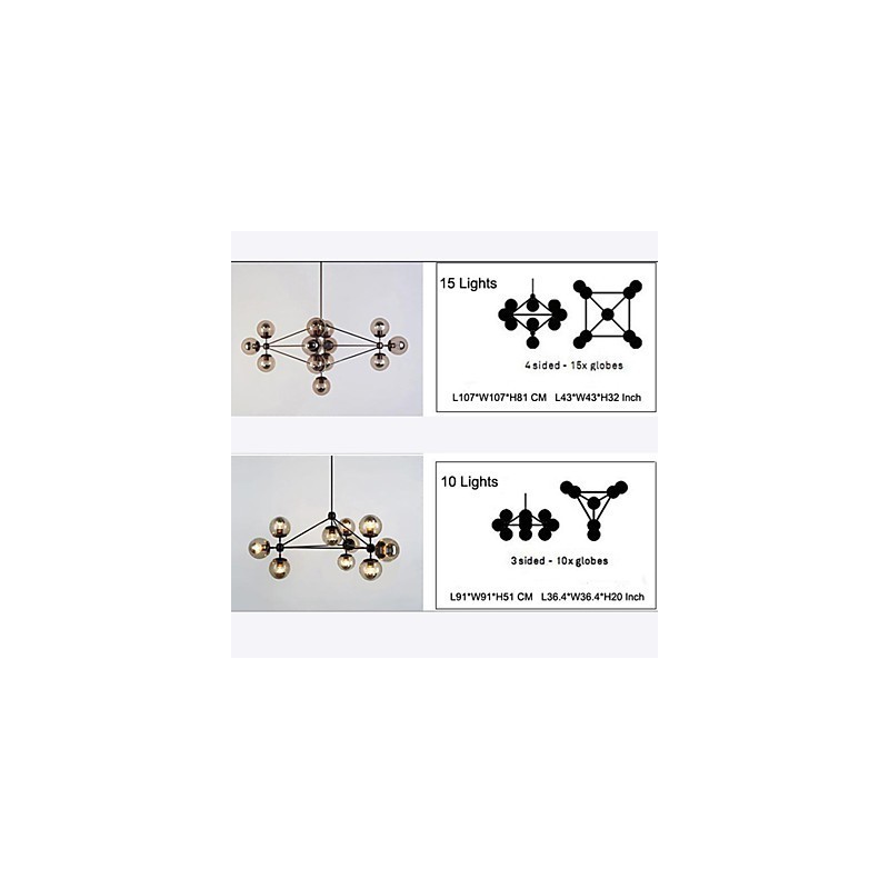 シャンデリア 15 ライト ガラス ボール ライト レトロ 屋外 ガレージ メタル