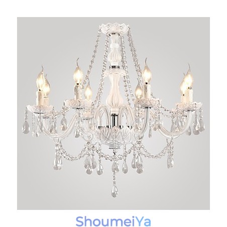 シャンデリア ホワイト クリスタル モダン リビング 8 ライト