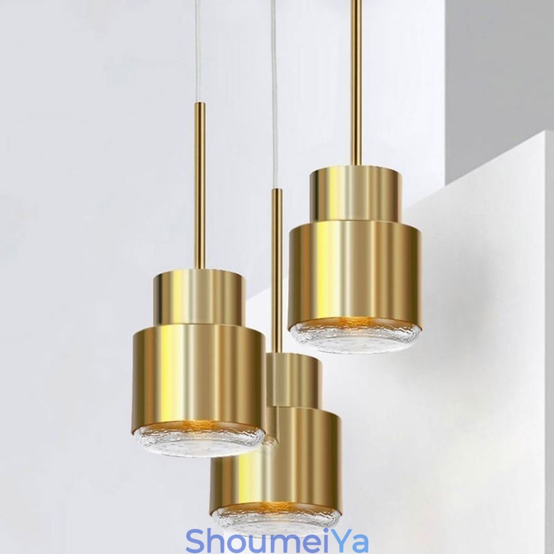 ポストモダンガラスペンダントライトゴールデンシリンダーランプ明るい照明ライト