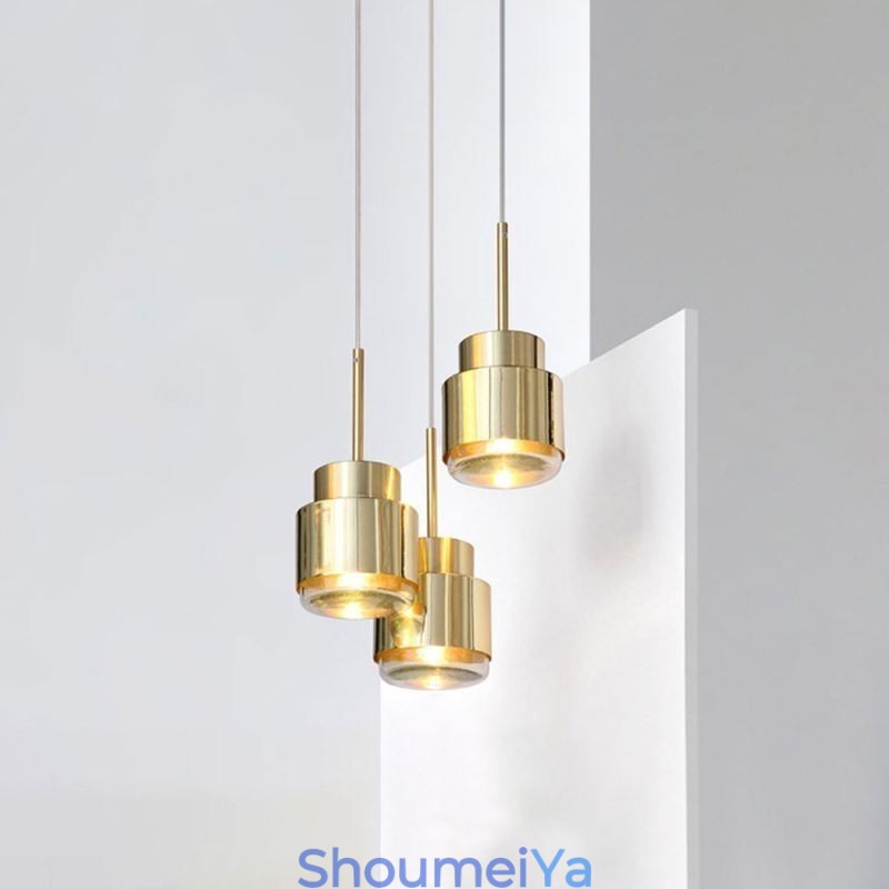 ポストモダンガラスペンダントライトゴールデンシリンダーランプ明るい照明ライト