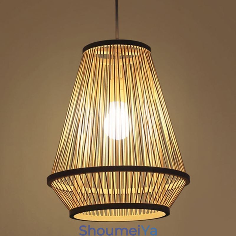 竹編みのベッドサイドペンダントライト