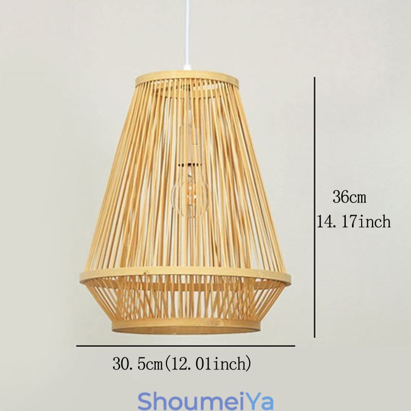 竹編みのベッドサイドペンダントライト