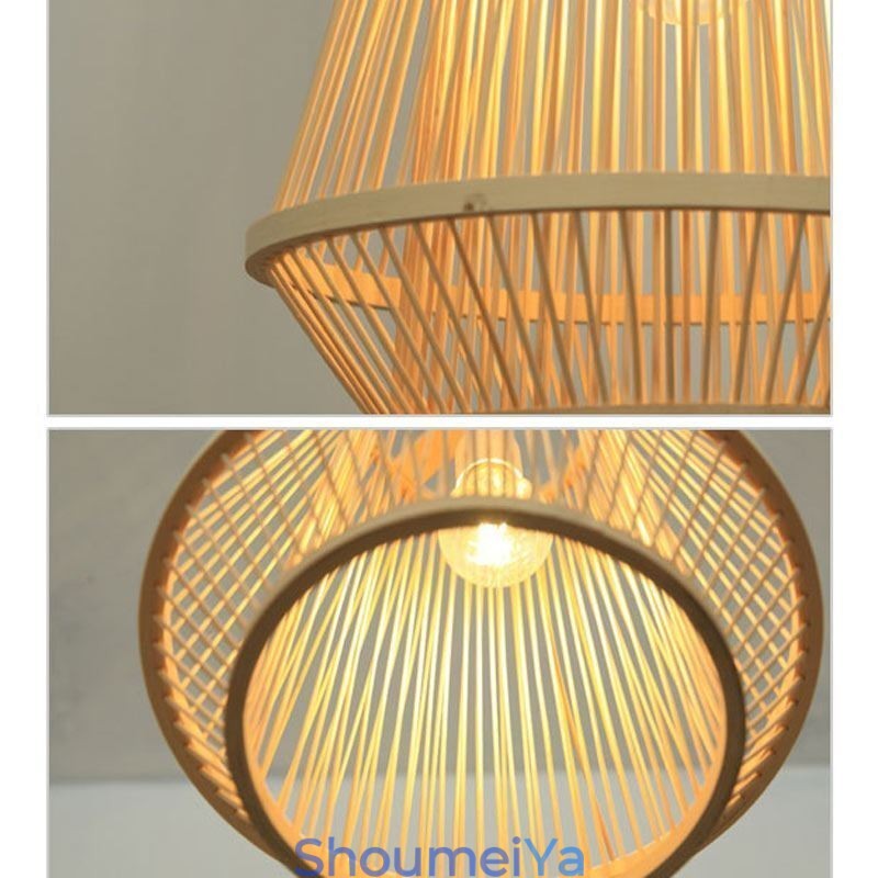 竹編みのベッドサイドペンダントライト