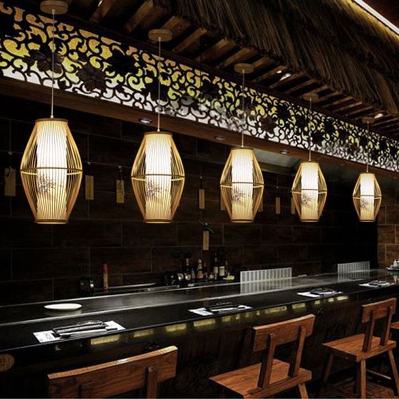 クラシカルな手作り竹製ペンダントライト
