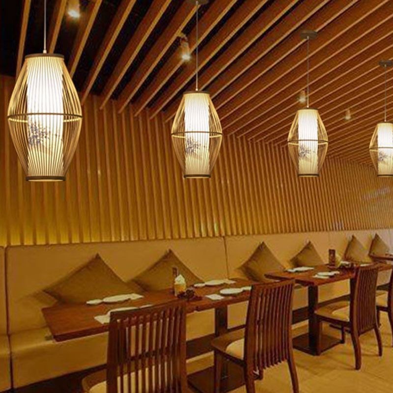 クラシカルな手作り竹製ペンダントライト