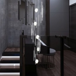 クラスターペンダントライト モダン 大型ペンダント クリスタルシャンデリア デュプレックス階段