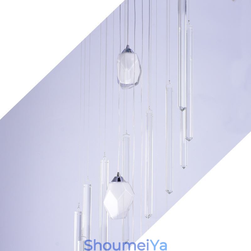 クラスターペンダントライト モダン 大型ペンダント クリスタルシャンデリア デュプレックス階段