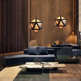 幾何学的なペンダントライト ダイヤモンド型 3D 半透明デザイン