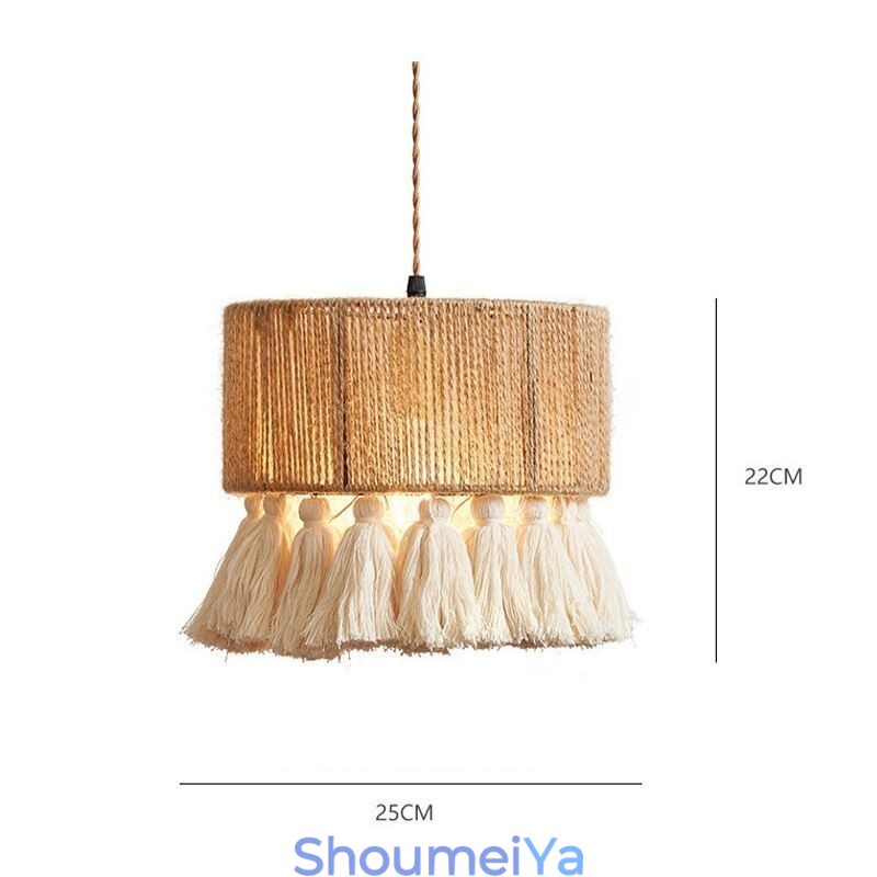 麻ロープペンダントライト レトロ装飾天井ライト タッセルランプシェード