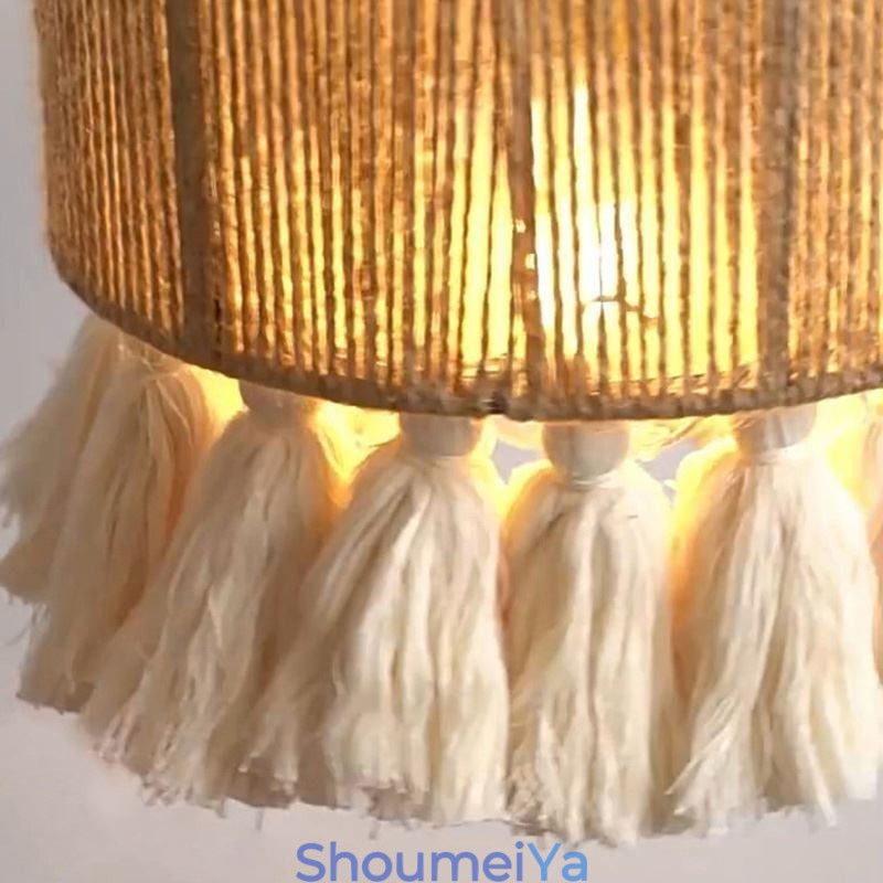 麻ロープペンダントライト レトロ装飾天井ライト タッセルランプシェード
