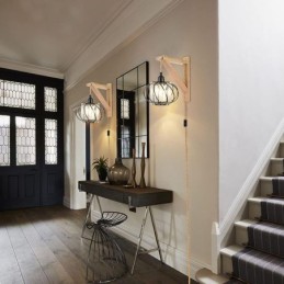 レトロカントリー天井ライト 麻ロープ アイアン ベッドサイドペンダントライト プラグ付き