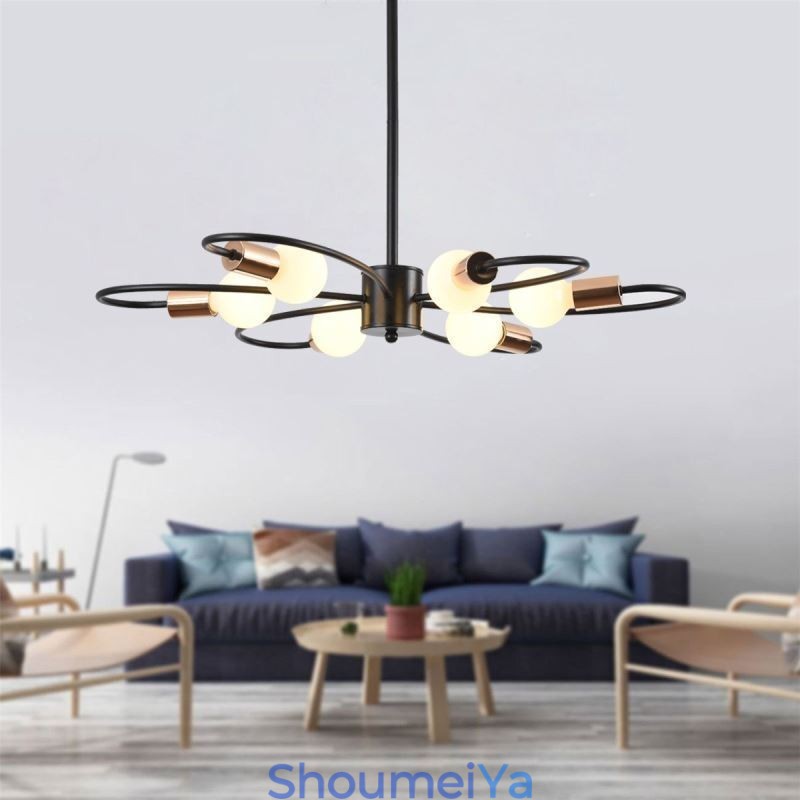 素朴なシャンデリア 6 ライト クラシックな花びら天井吊り下げライト